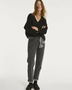 Kujten Sweaters & Sweatshirts>3/4 Sleeve Oversized Cashmere Sweater Noir