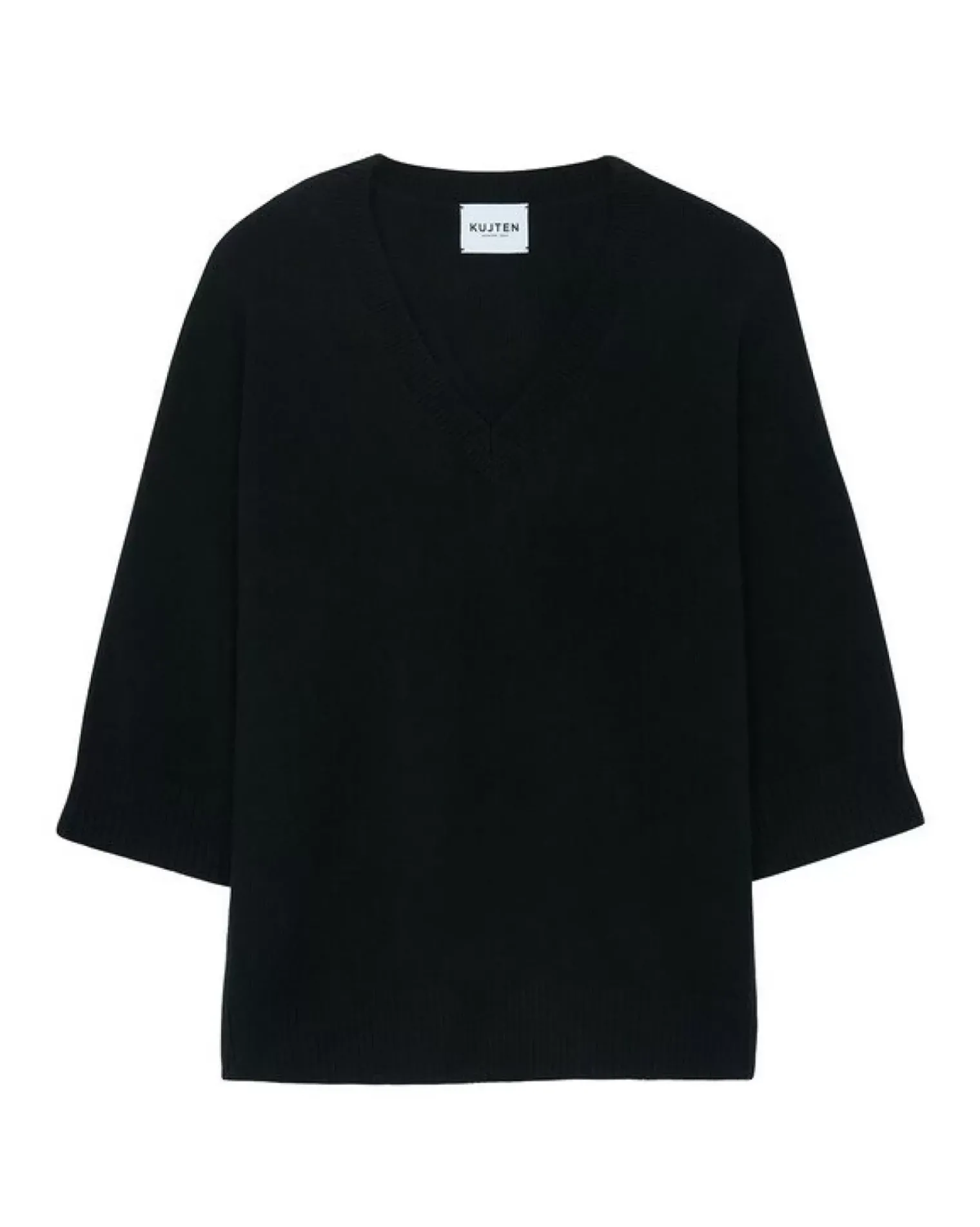 Kujten Sweaters & Sweatshirts>3/4 Sleeve Oversized Cashmere Sweater Noir