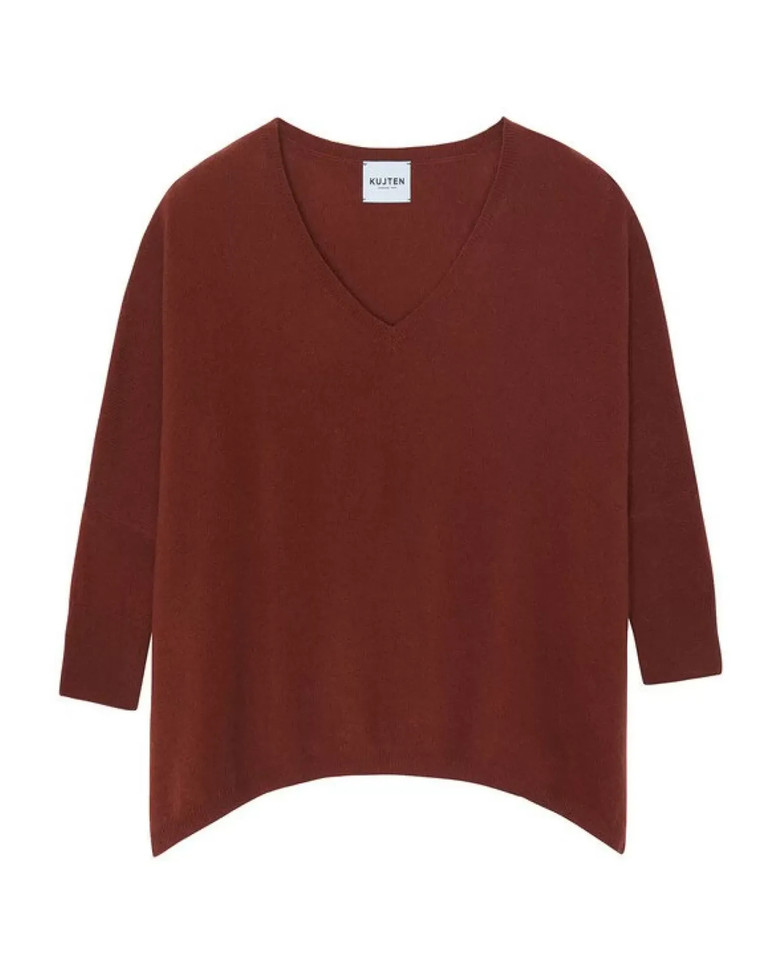 Kujten Sweaters & Sweatshirts>3/4 Sleeve Oversized Cashmere Sweater Bordeaux Sienne
