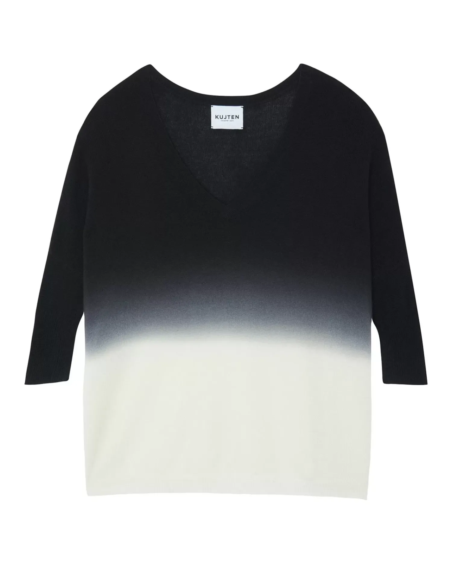 Kujten Sweaters & Sweatshirts>3/4 Sleeves Dip Dye Cashmere Sweater, 2-Threads Noir