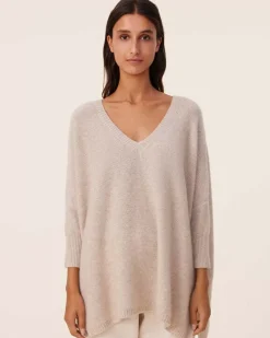 Kujten Sweaters & Sweatshirts>3/4 Sleeves Oversized Cashmere Sweater, 6-Threads Avoine