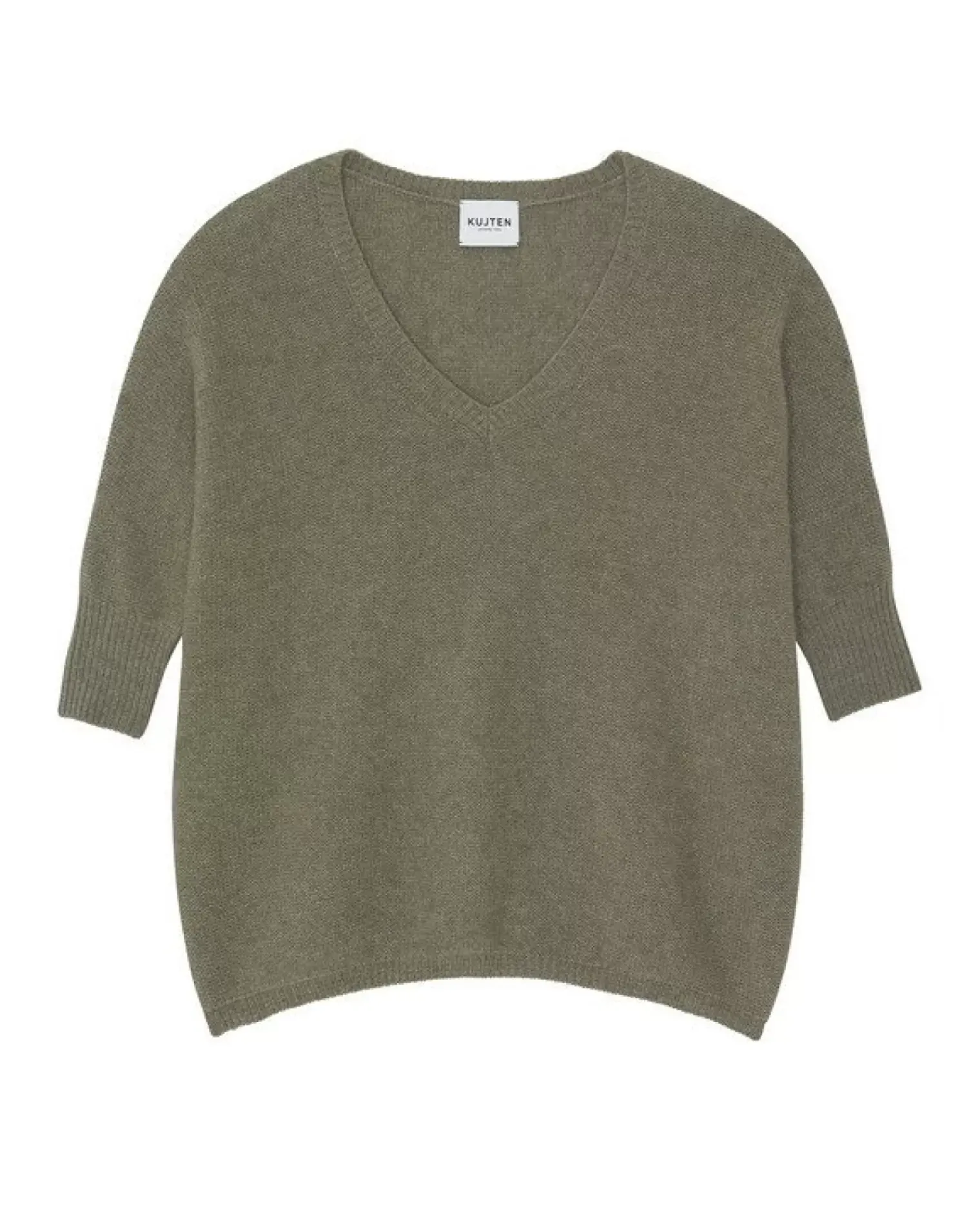 Kujten Sweaters & Sweatshirts>3/4 Sleeves Oversized Cashmere Sweater Kaki Chine