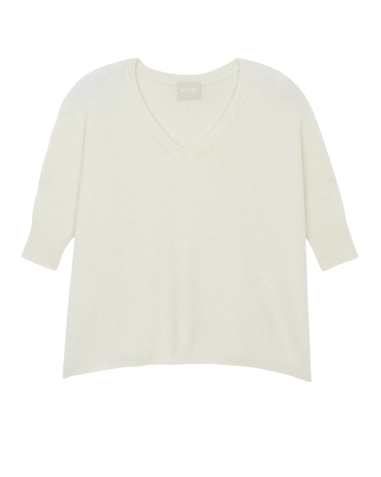 Kujten Sweaters & Sweatshirts>3/4 Sleeves Oversized Cashmere Sweater, 6-Threads Blanc