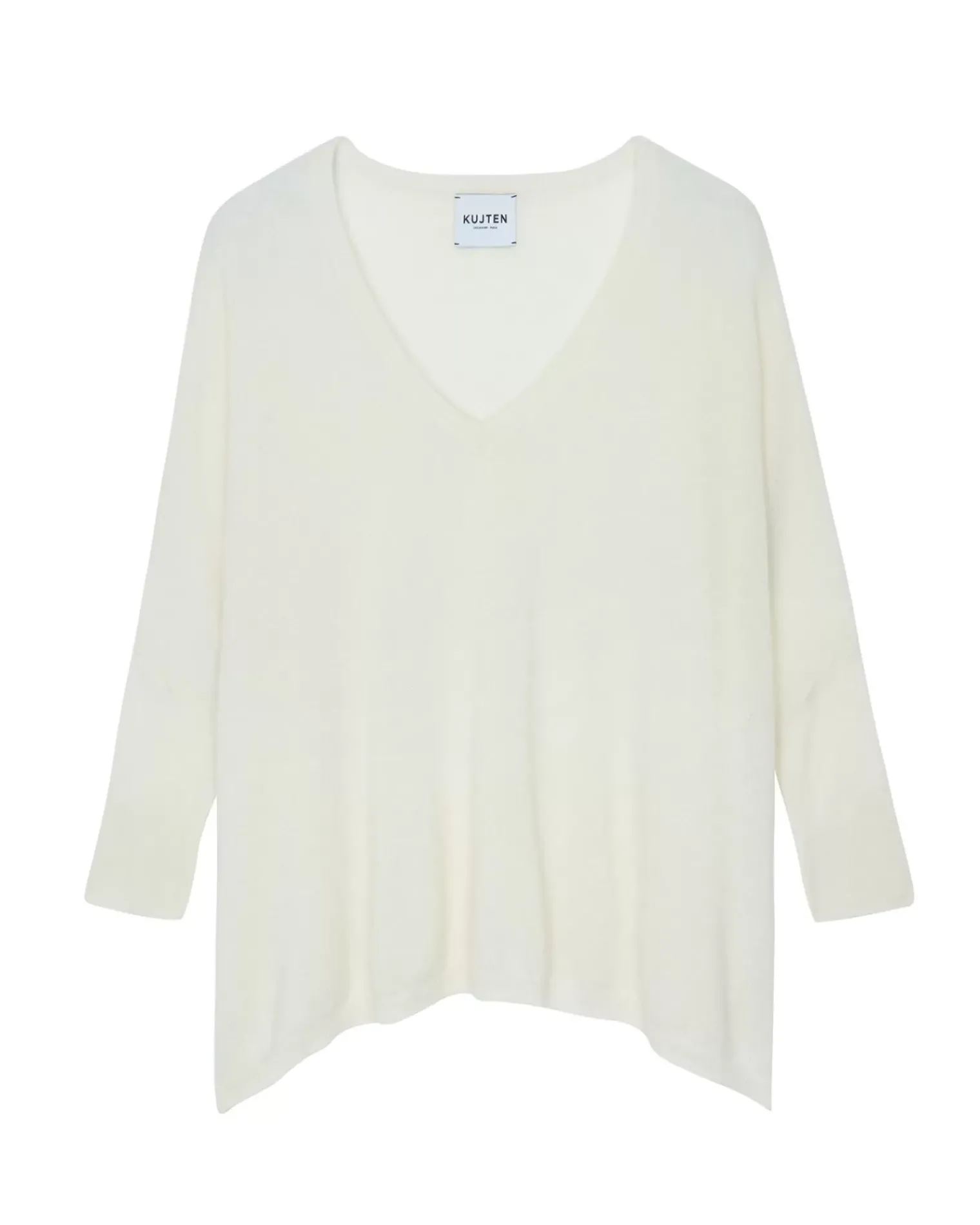 Kujten Sweaters & Sweatshirts>3/4 Sleeves V-Neck Cashmere Sweater Blanc