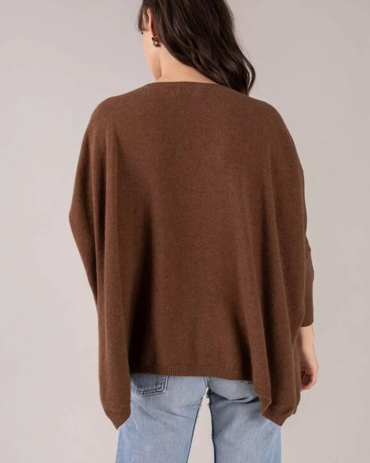 Kujten Sweaters & Sweatshirts>3/4 Sleeves V-Neck Cashmere Sweater Marron Epice