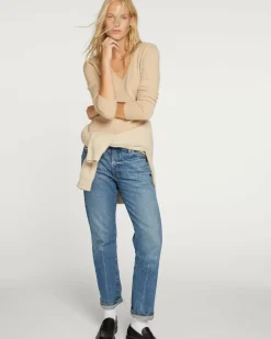 Kujten Sweaters & Sweatshirts>Basic Long Sleeves Cashmere Sweater, 2-Threads Organique