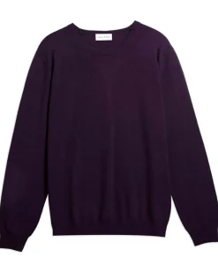 Kujten Sweaters & Sweatshirts>Basic Long Sleeves Cashmere Sweater Prune Chine
