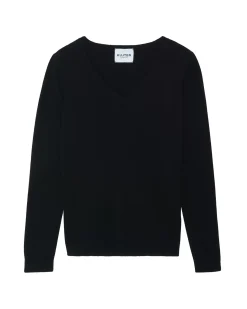Kujten Sweaters & Sweatshirts>Basic Long Sleeves Cashmere Sweater, 2-Threads Noir