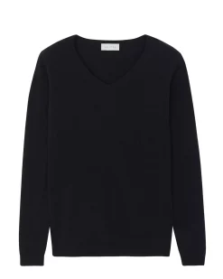 Kujten Sweaters & Sweatshirts>Basic Long Sleeves Cashmere Sweater, 2-Threads Bleu Marine Fonce