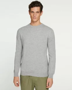 Kujten Sweaters & Sweatshirts>Basic Long Sleeves Cashmere Sweater Gris Chine