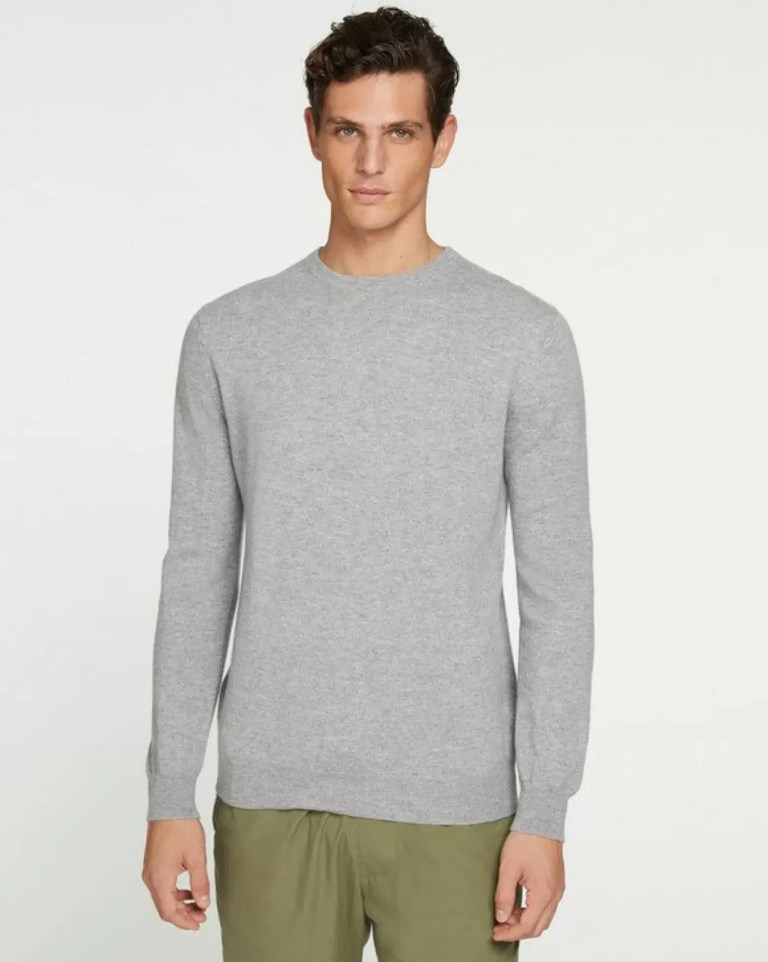 Kujten Sweaters & Sweatshirts>Basic Long Sleeves Cashmere Sweater Gris Chine