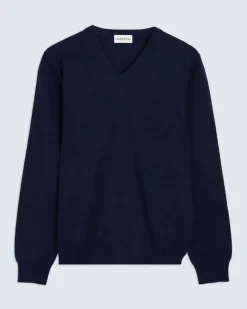 Kujten Sweaters & Sweatshirts>Basic Long Sleeves Cashmere Sweater Bleu Marine
