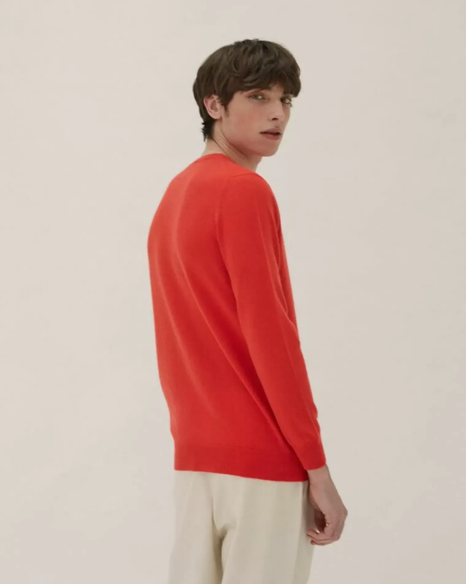 Kujten Sweaters & Sweatshirts>Basic Long Sleeves Cashmere Sweater Rouge Flame