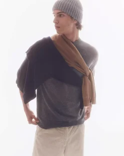 Kujten Sweaters & Sweatshirts>Basic Long Sleeves Cashmere Sweater, 2-Threads Gris Flanelle