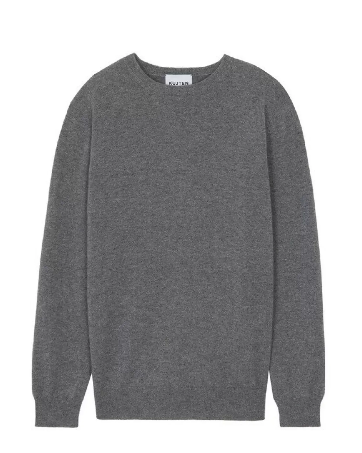 Kujten Sweaters & Sweatshirts>Basic Long Sleeves Cashmere Sweater, 2-Threads Gris Flanelle