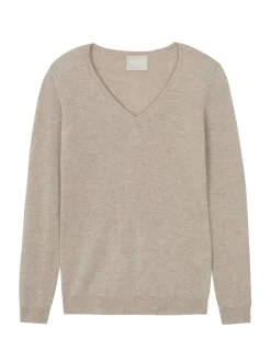 Kujten Sweaters & Sweatshirts>Basic Long Sleeves Cashmere Sweater Beige Chine