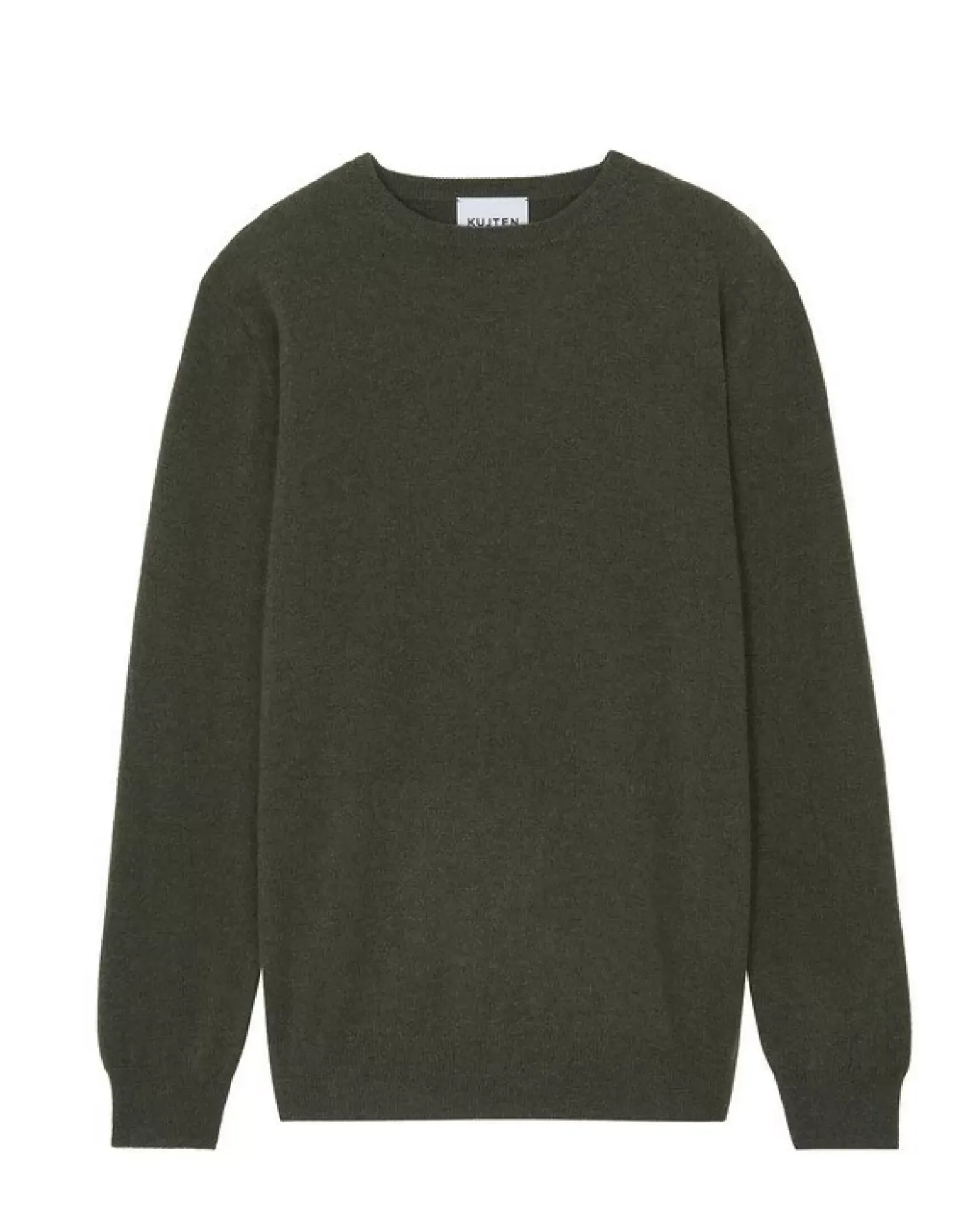Kujten Sweaters & Sweatshirts>Basic Long Sleeves Cashmere Sweater Kaki Fonce