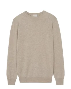 Kujten Sweaters & Sweatshirts>Basic Long Sleeves Cashmere Sweater Beige Chine