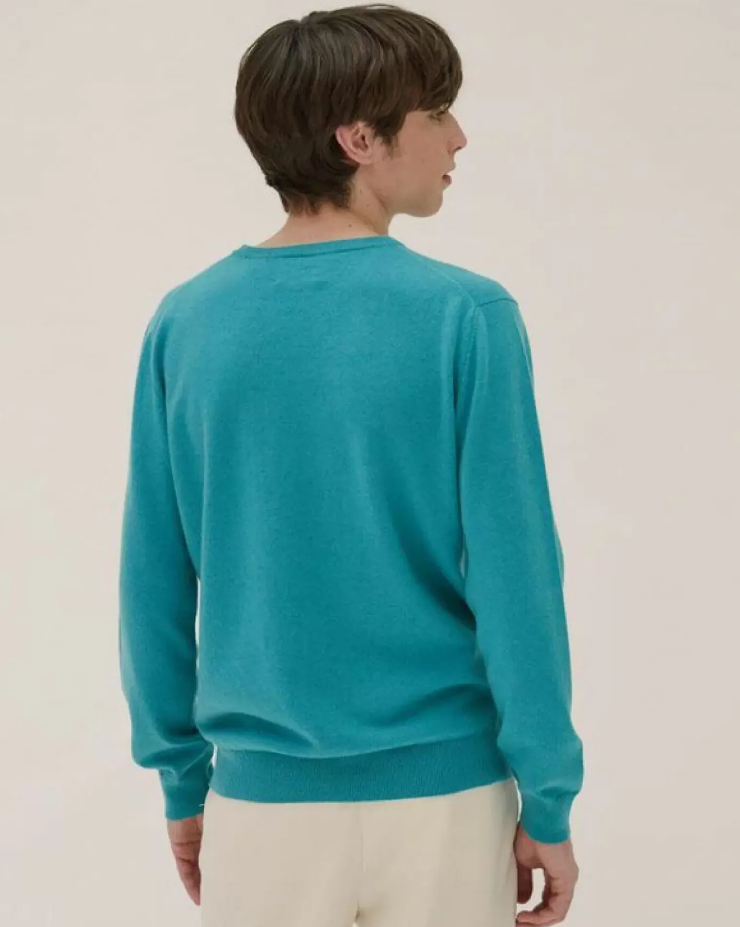 Kujten Sweaters & Sweatshirts>Basic Long Sleeves Cashmere Sweater Bleu Turquoise Chine