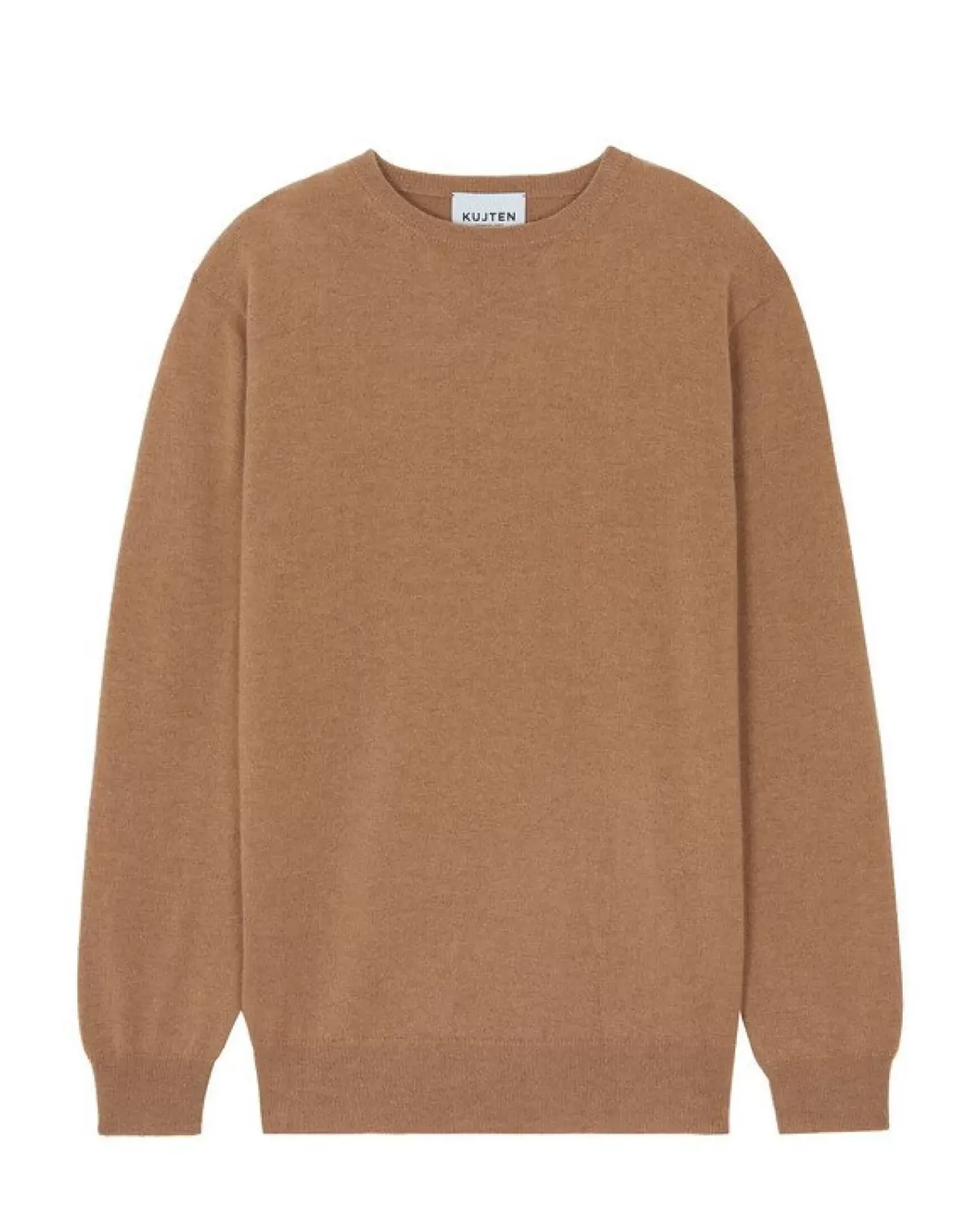 Kujten Sweaters & Sweatshirts>Basic Long Sleeves Cashmere Sweater, 2-Threads Camelo