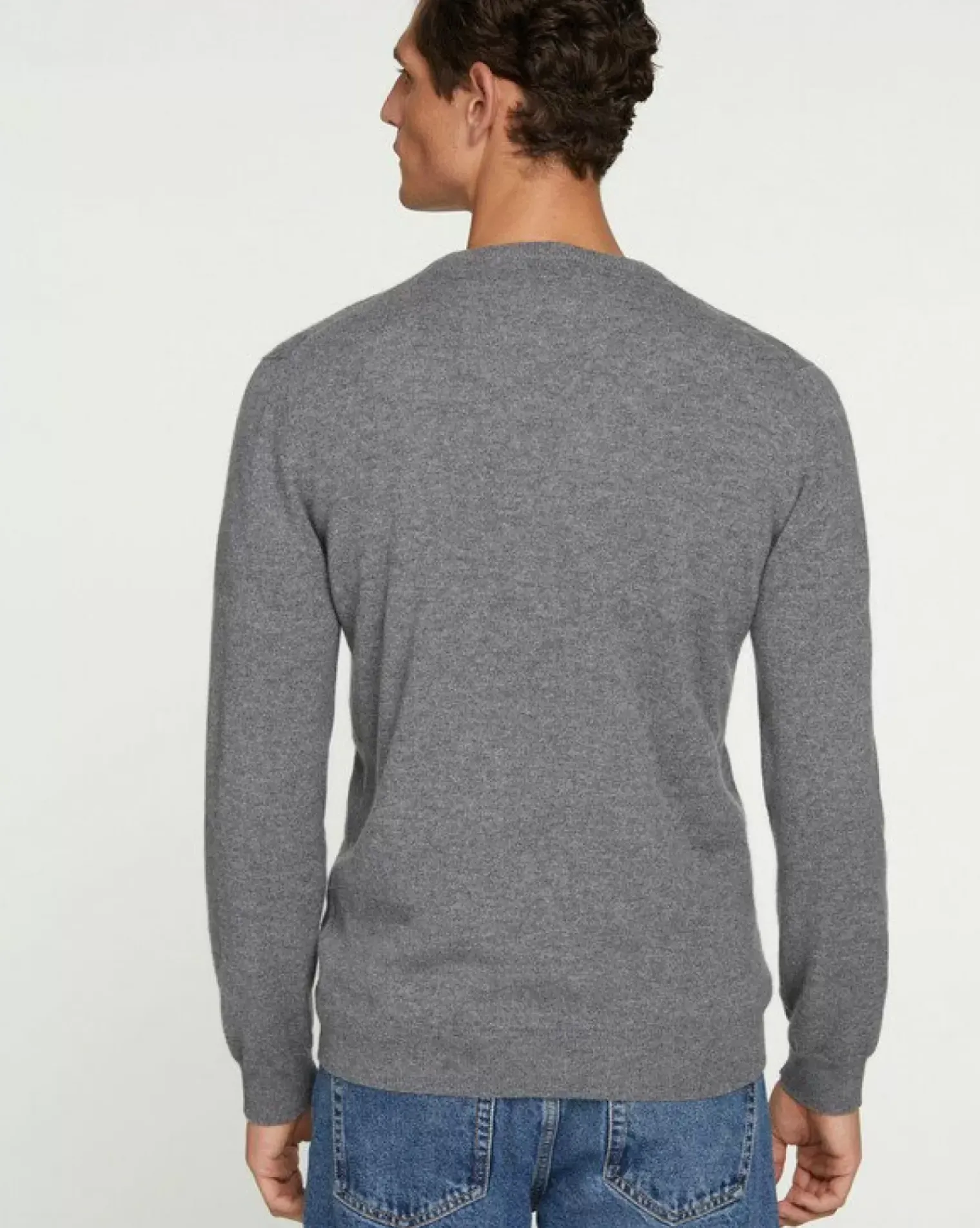 Kujten Sweaters & Sweatshirts>Basic Man V-Neck Cashmere Sweater, 2-Threads Gris Flanelle