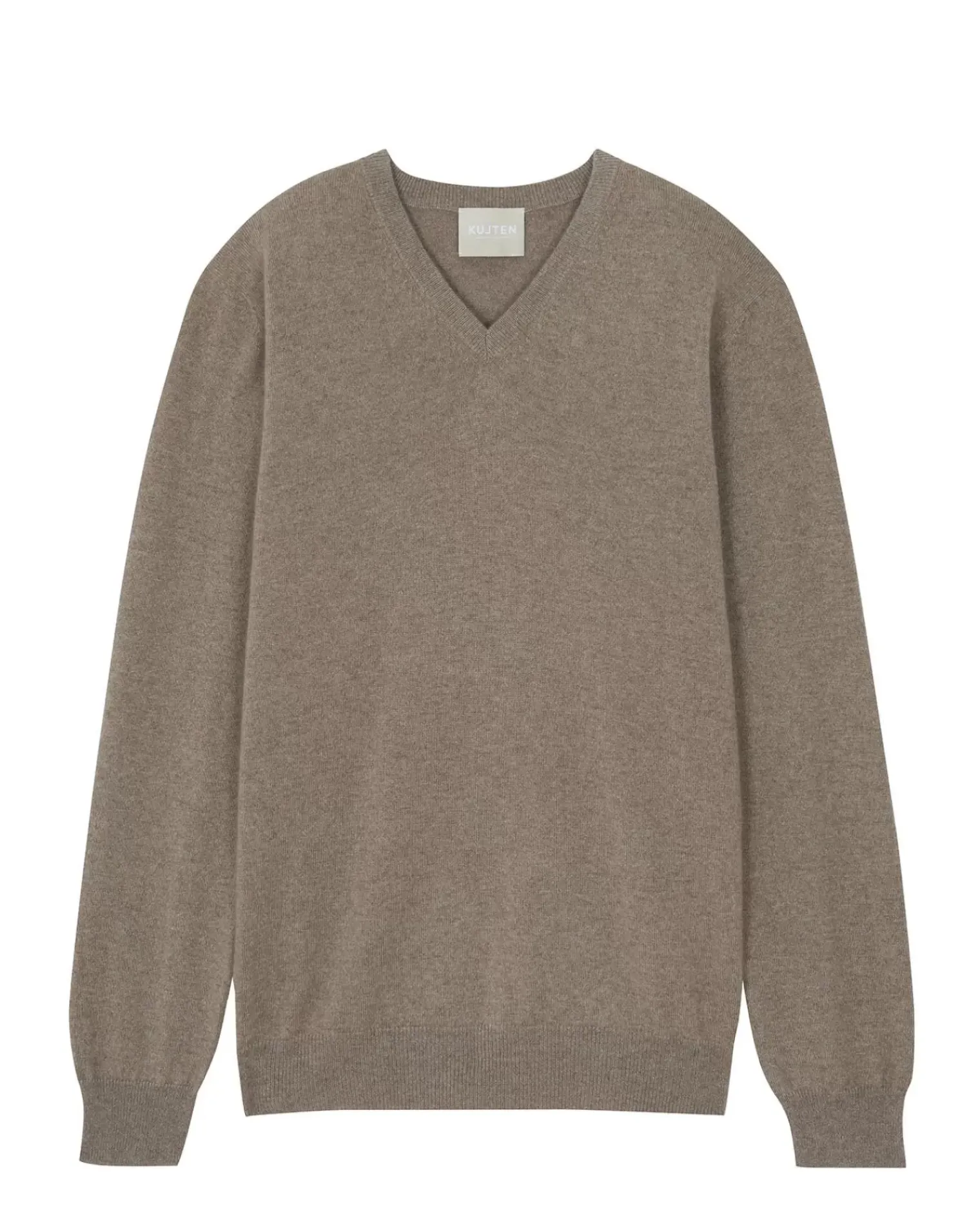 Kujten Sweaters & Sweatshirts>Basic Man V-Neck Cashmere Sweater Beige Taupe