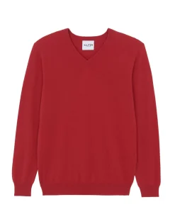 Kujten Sweaters & Sweatshirts>Basic Man V-Neck Cashmere Sweater Rouge