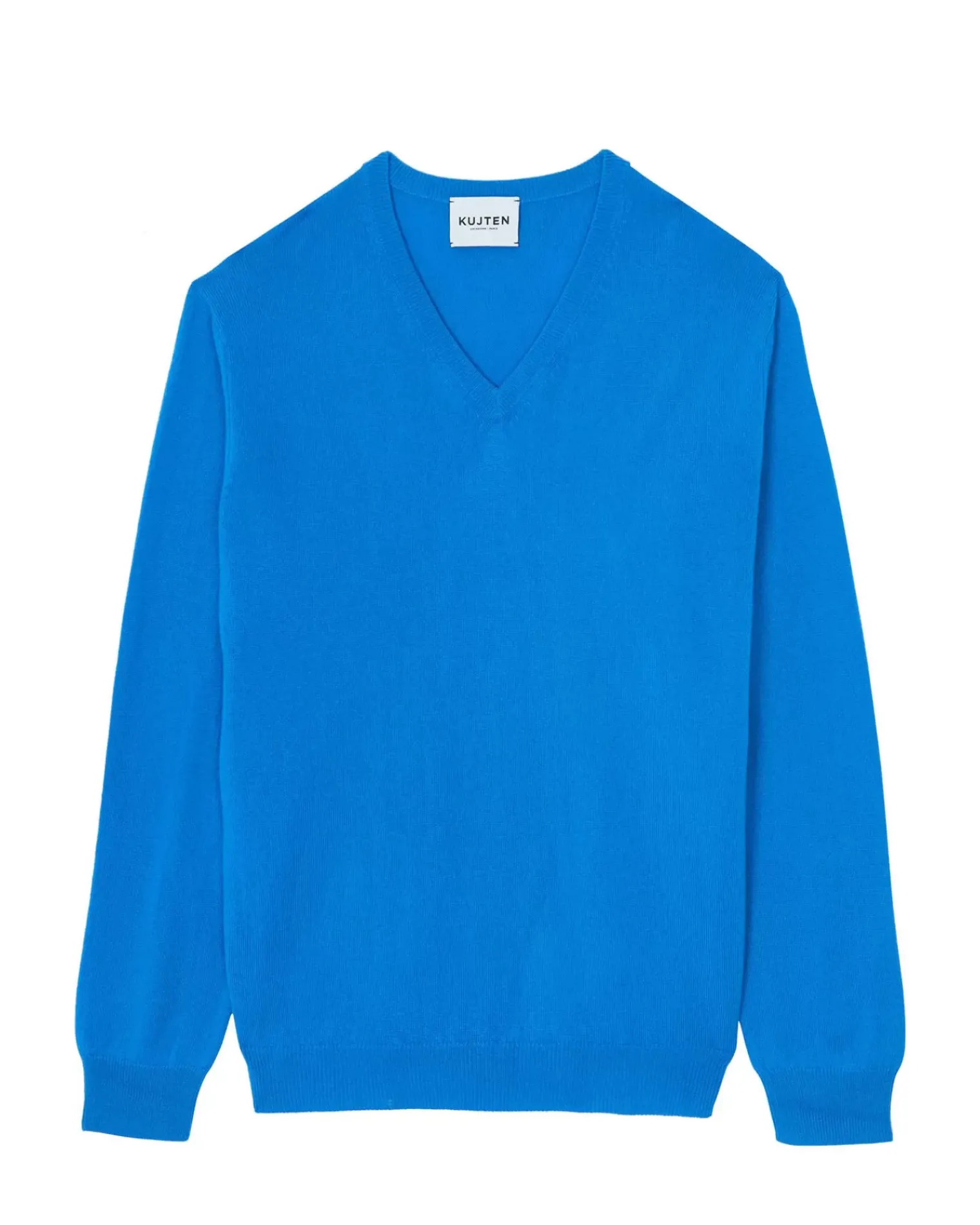 Kujten Sweaters & Sweatshirts>Basic Man V-Neck Cashmere Sweater Bleu Kabalos