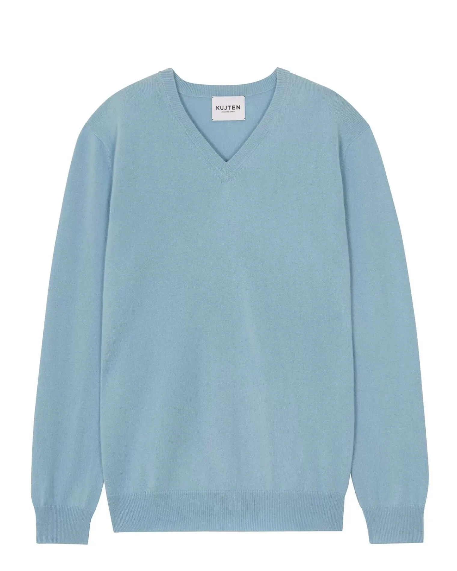 Kujten Sweaters & Sweatshirts>Basic Men V-Neck Cashmere Sweater Blue Ice
