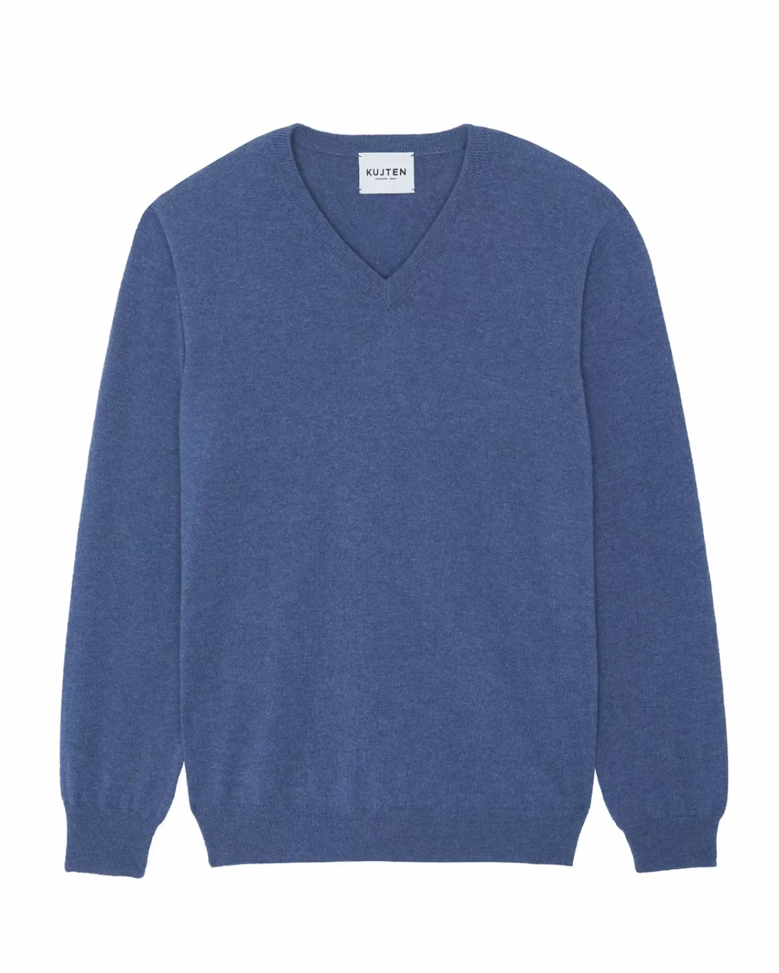 Kujten Sweaters & Sweatshirts>Basic Men V-Neck Cashmere Sweater Bleu Denim