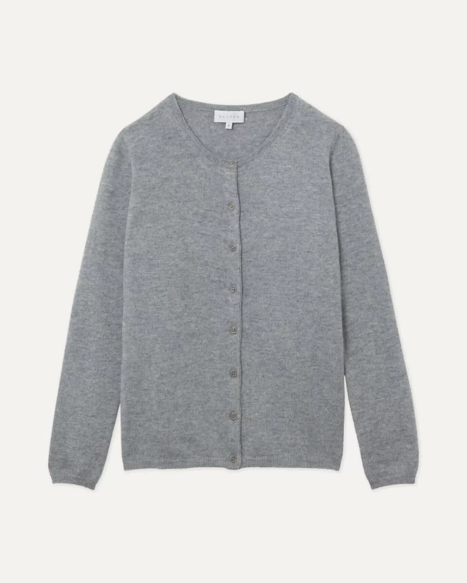 Kujten Jackets & Vests>Basic Round Neck Woman Cashmere Cardigan Gris Chine