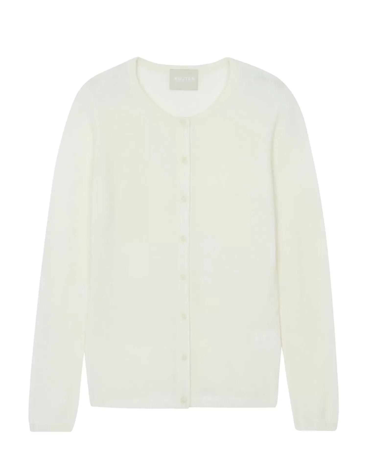 Kujten Jackets & Vests>Basic Round Neck Woman Cashmere Cardigan Blanc