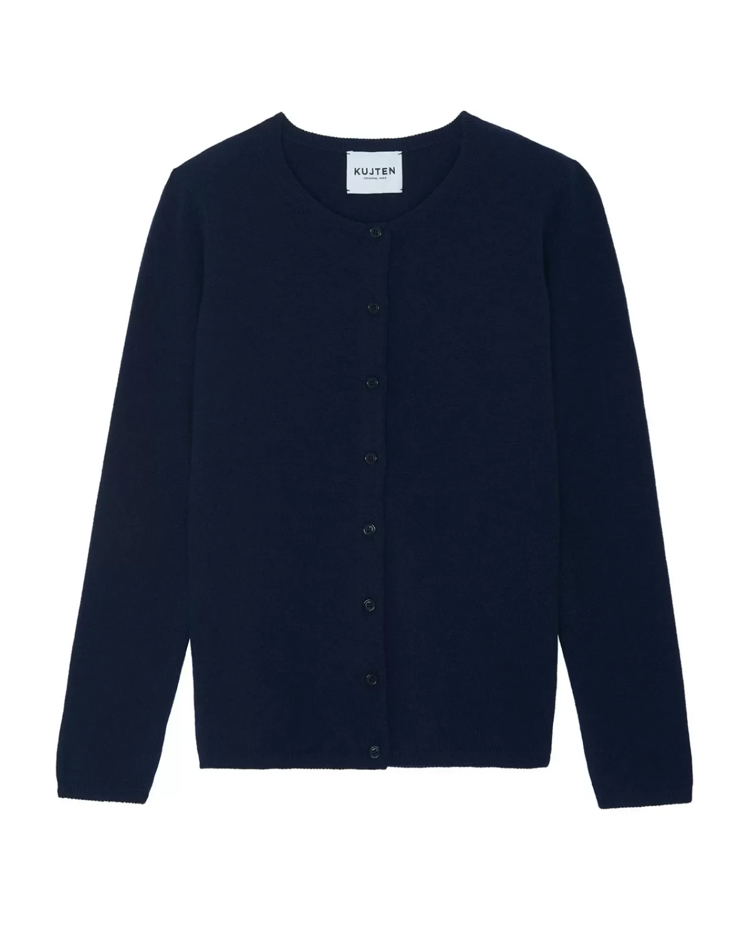 Kujten Jackets & Vests>Basic Round Neck Woman Cashmere Cardigan Bleu Marine