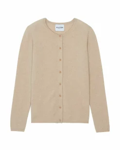 Kujten Jackets & Vests>Basic Round Neck Woman Cashmere Cardigan Organique
