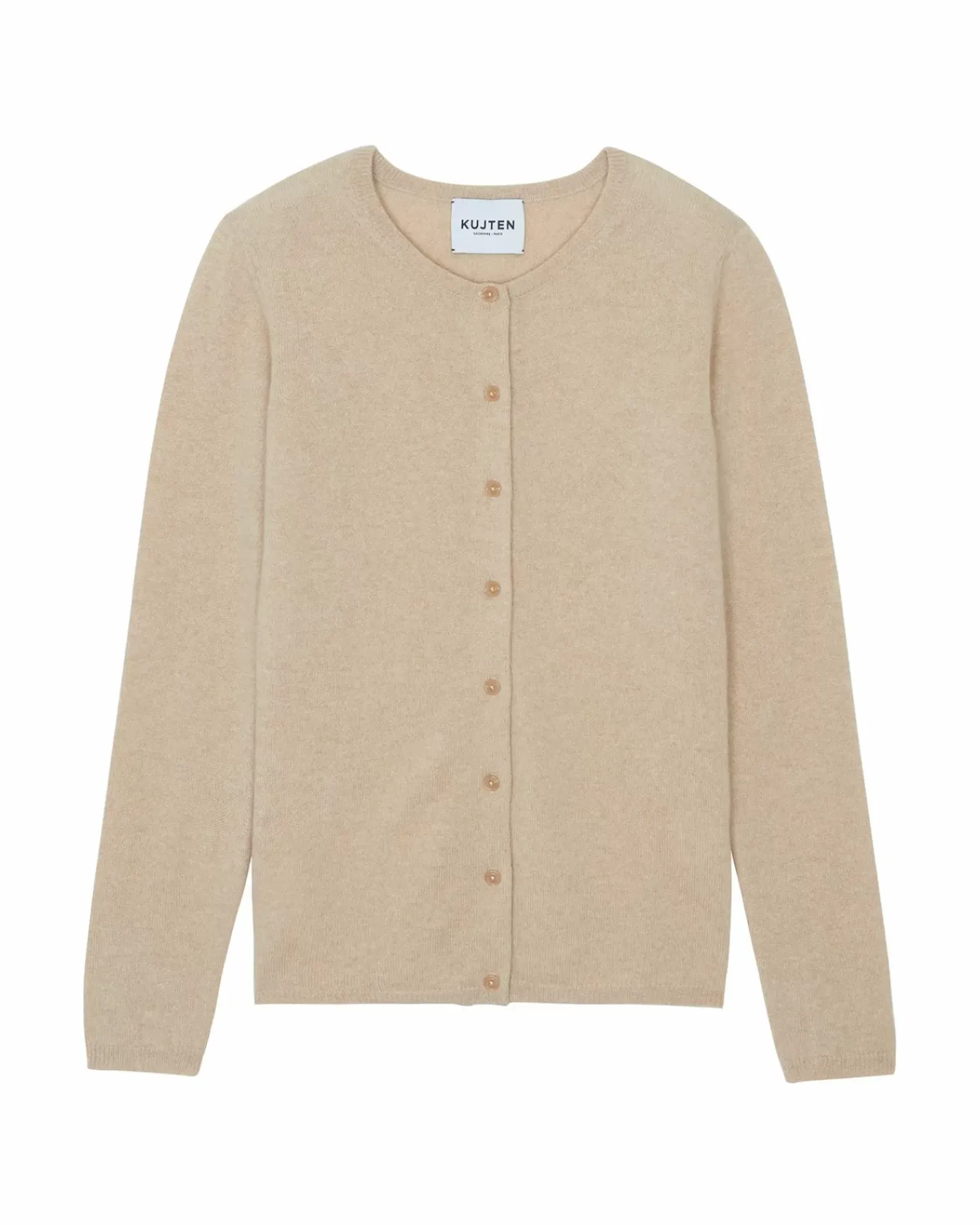Kujten Jackets & Vests>Basic Round Neck Woman Cashmere Cardigan Organique