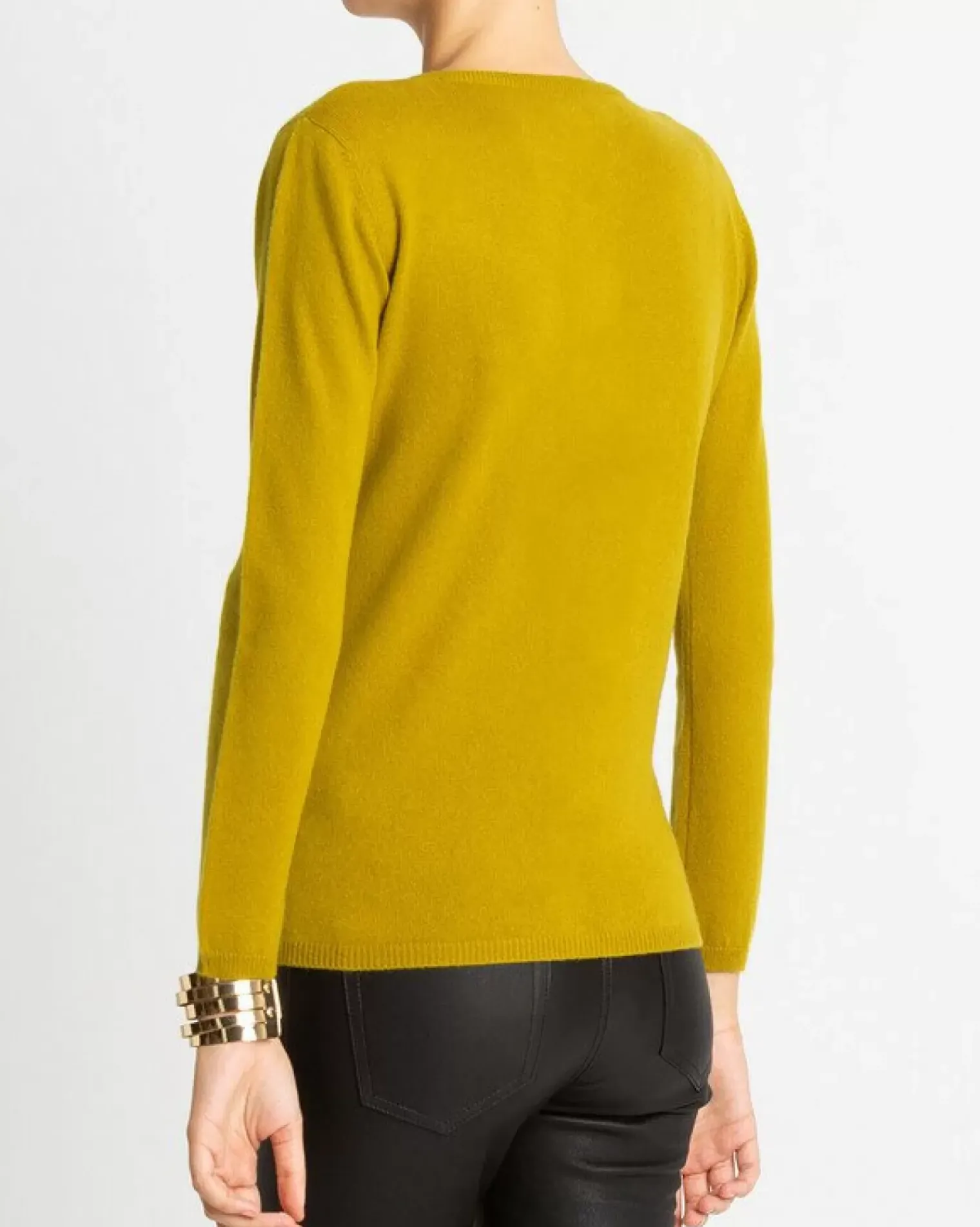 Kujten Jackets & Vests>Basic Round Neck Woman Cashmere Cardigan Vert Olive