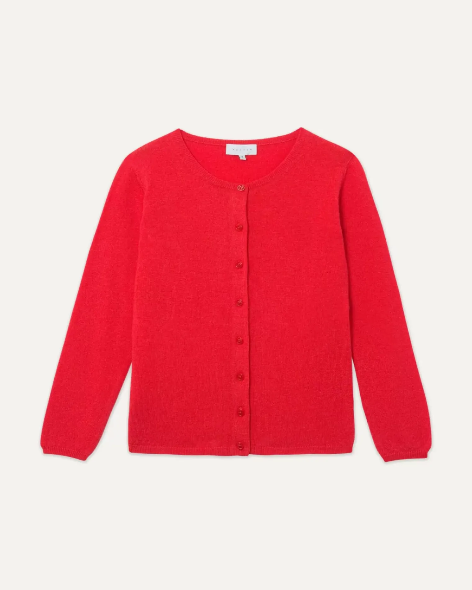 Kujten Jackets & Vests>Basic Round Neck Woman Cashmere Cardigan Rouge Corail