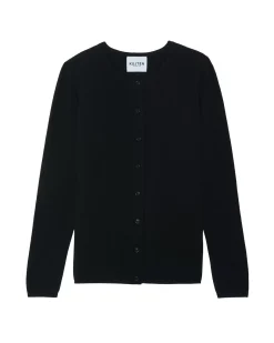 Kujten Jackets & Vests>Basic Round Neck Woman Cashmere Cardigan Noir