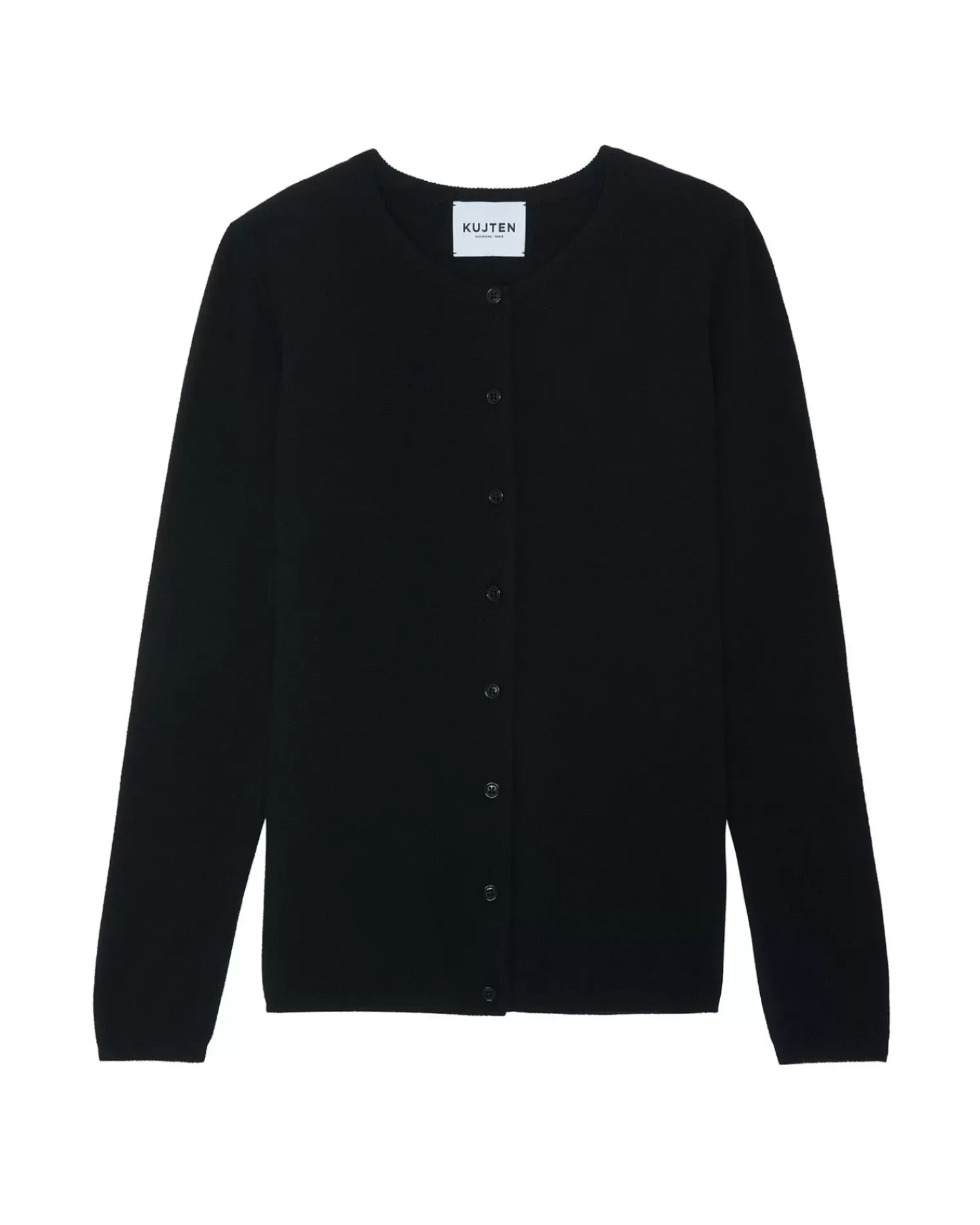 Kujten Jackets & Vests>Basic Round Neck Woman Cashmere Cardigan Noir