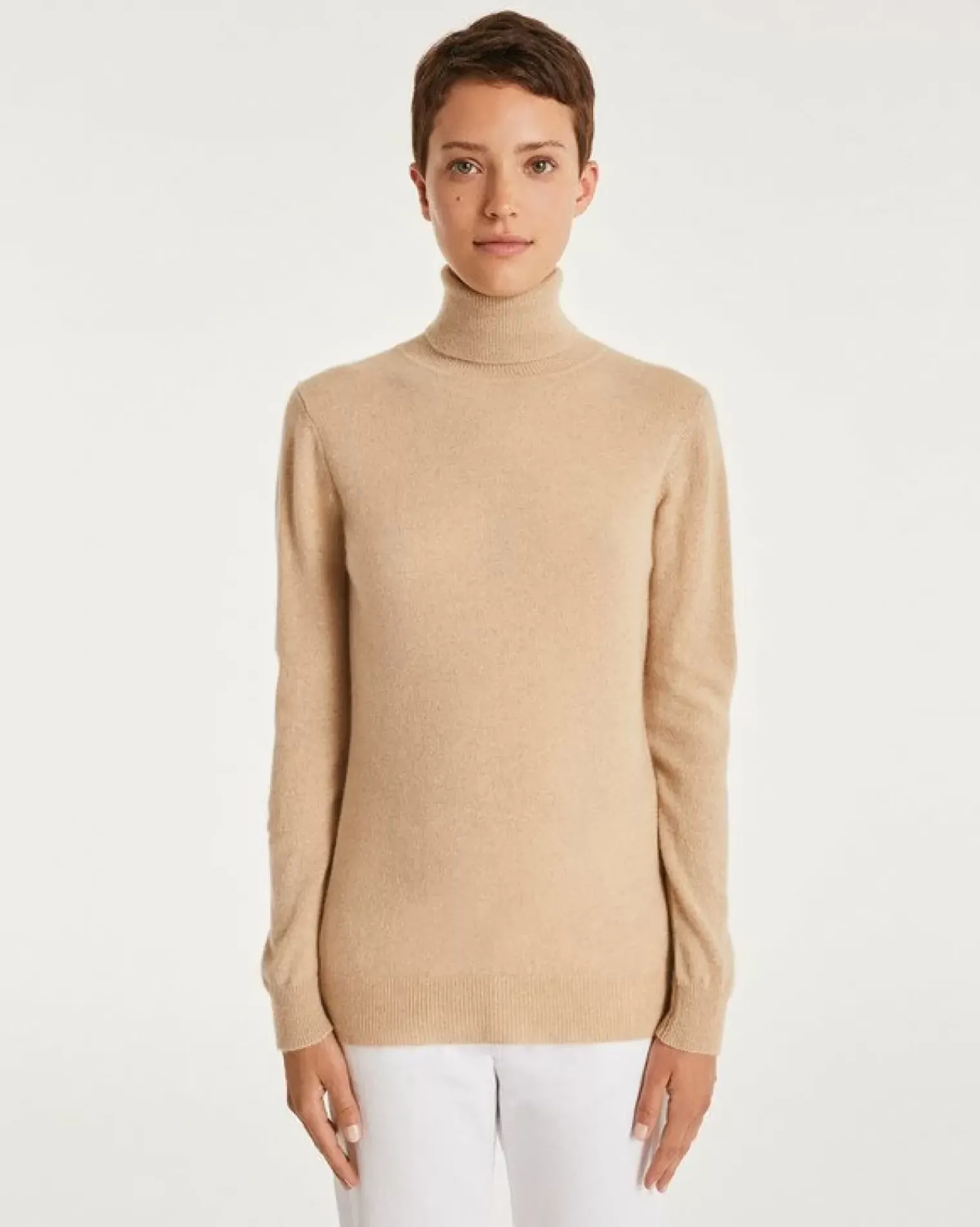 Kujten Sweaters & Sweatshirts>Basic Turtleneck 100% Cashmere Sweater, 2-Threads Organique