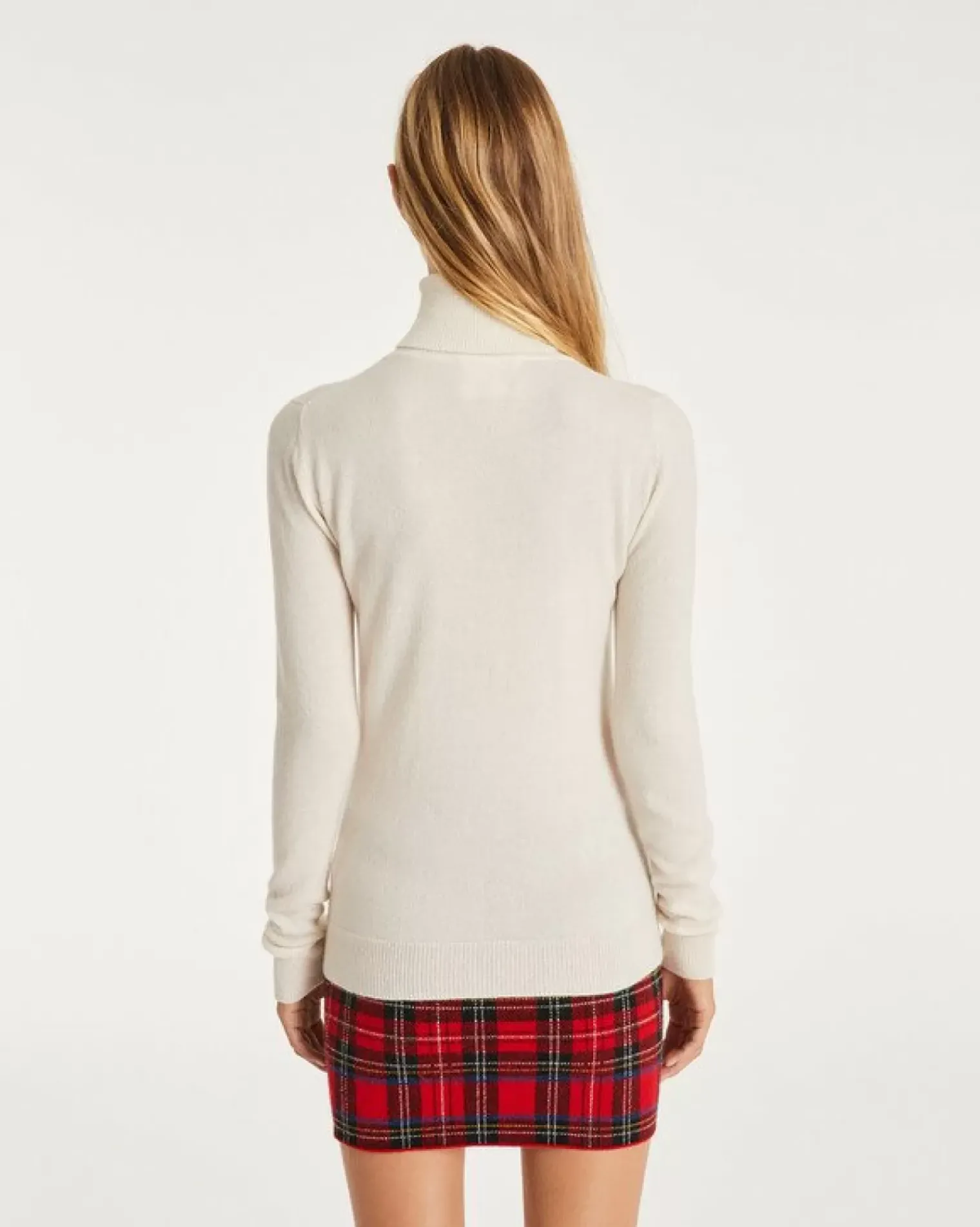 Kujten Sweaters & Sweatshirts>Basic Turtleneck 100% Cashmere Sweater, 2-Threads Blanc