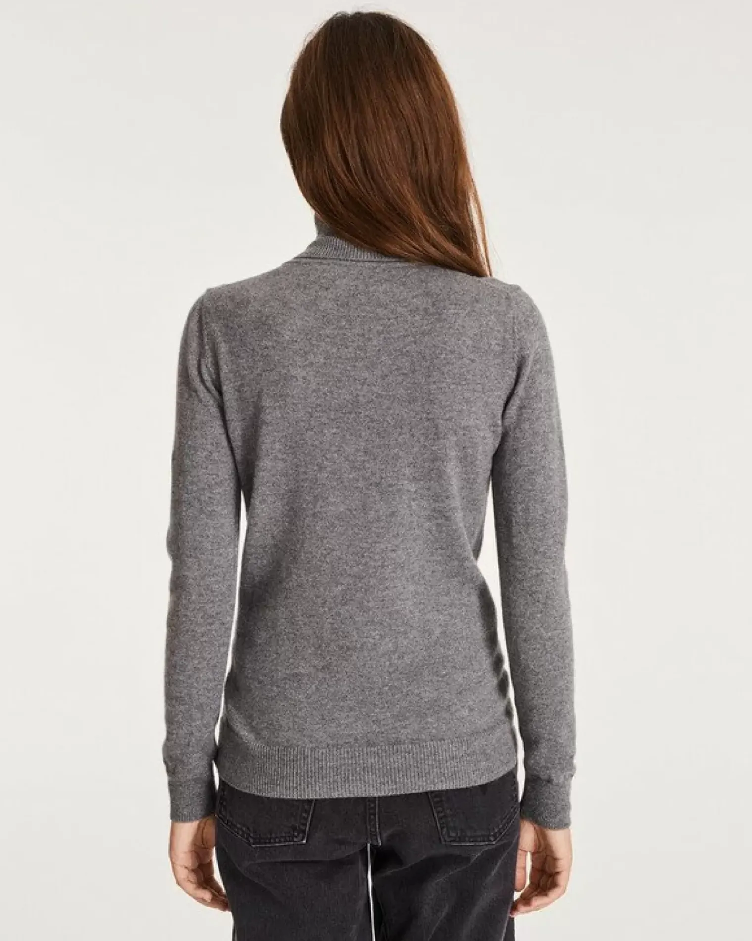 Kujten Sweaters & Sweatshirts>Basic Turtleneck 100% Cashmere Sweater, 2-Threads Gris Flanelle