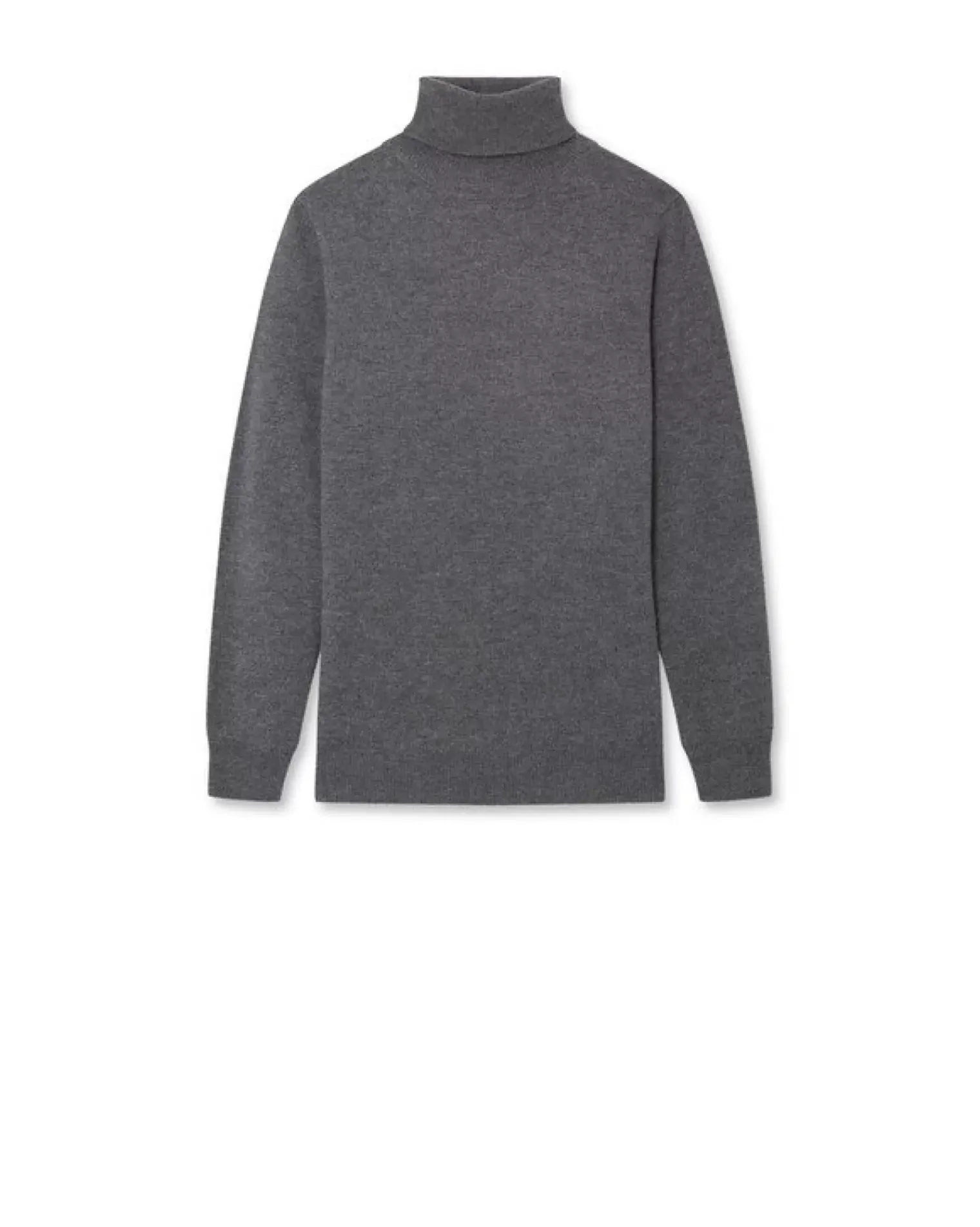 Kujten Sweaters & Sweatshirts>Basic Turtleneck 100% Cashmere Sweater, 2-Threads Gris Flanelle