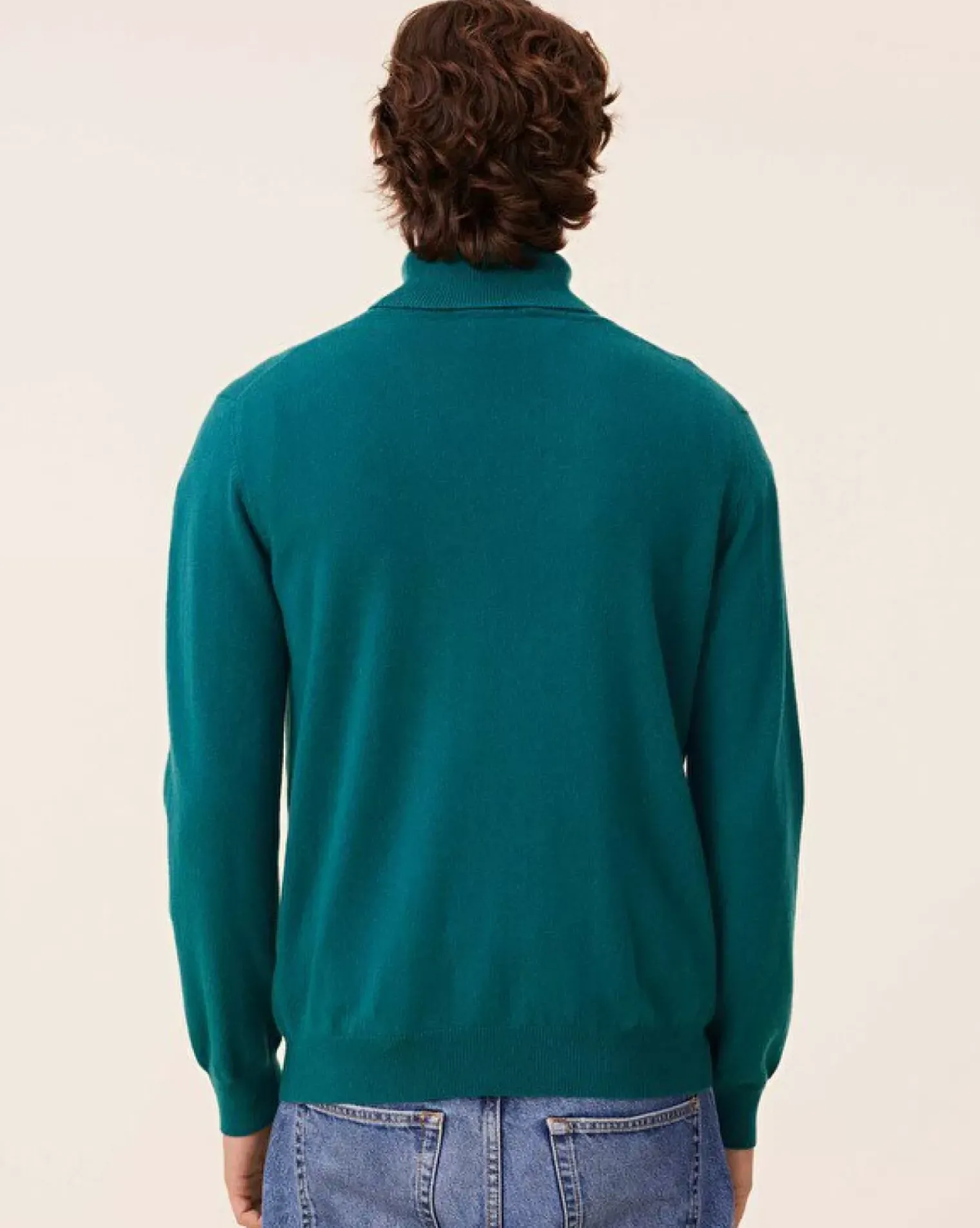 Kujten Sweaters & Sweatshirts>Basic Turtleneck Man Cashmere Sweater, 2-Threads Vert Perroquet
