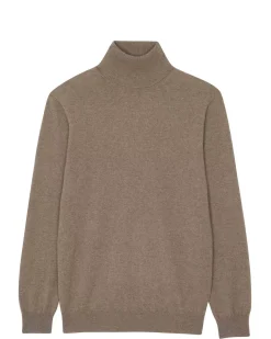 Kujten Sweaters & Sweatshirts>Basic Turtleneck Man Cashmere Sweater Beige Taupe