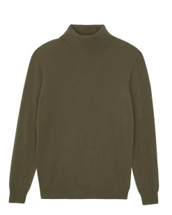 Kujten Sweaters & Sweatshirts>Basic Turtleneck Man Cashmere Sweater, 2-Threads Kaki Scout