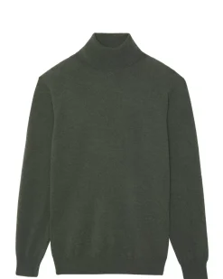 Kujten Sweaters & Sweatshirts>Basic Turtleneck Man Cashmere Sweater Kaki Fonce