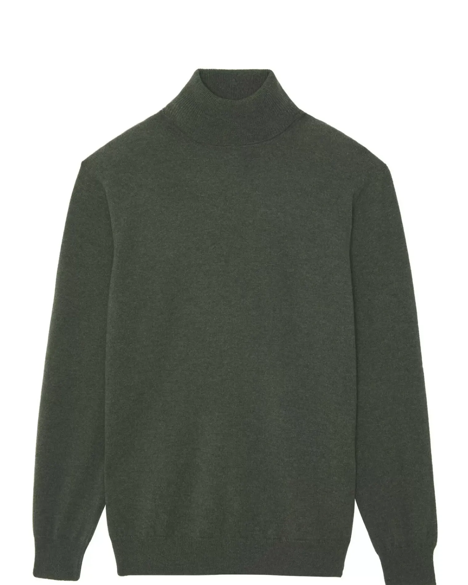 Kujten Sweaters & Sweatshirts>Basic Turtleneck Man Cashmere Sweater Kaki Fonce