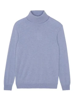 Kujten Sweaters & Sweatshirts>Basic Turtleneck Man Cashmere Sweater, 2-Threads Bleu Jeans