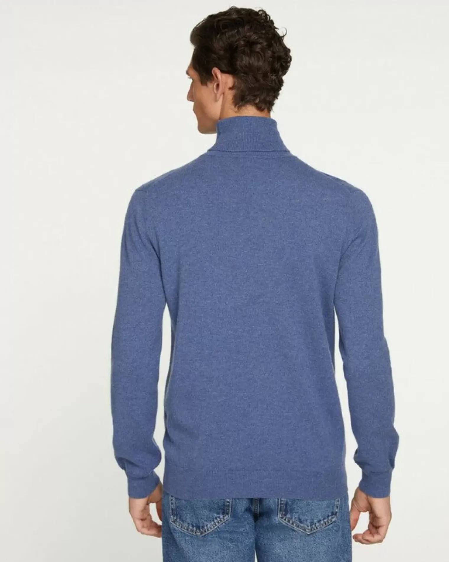 Kujten Sweaters & Sweatshirts>Basic Turtleneck Man Cashmere Sweater Bleu Denim